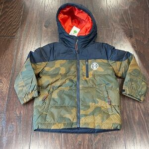 Polo Ralph Lauren Sport  Navy Camo Down Puffer Jacket Boy Size X-Small NEW